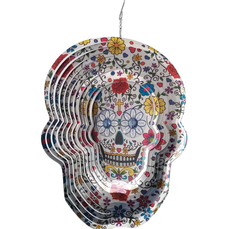 Spin-art Spinners - Mobile à vent Tête de mort mexicaine