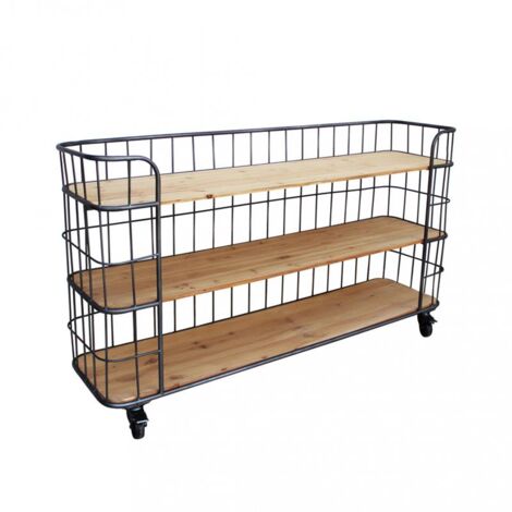MOBILE ABNER IN FERRO E LEGNO CON 3 RIPIANI DIMENSIONI CM 170 X 43.5 X 85 H