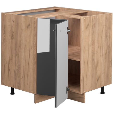 Mobile ad angolo cucina Fame-Line, Antracite lucido, 80.5 cm senza piano di lavoro, Vicco