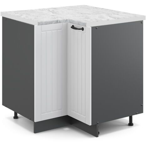 Mobile ad angolo cucina Fame-Line, Bianco casa di campagna, 80.5 cm , PL Marmo, Vicco