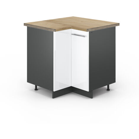 Mobile ad angolo cucina Fame-Line, Bianco lucido, 80.5 cm , PL Rovere, Vicco