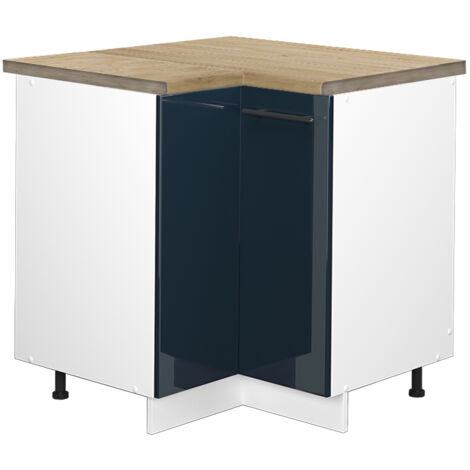 Mobile ad angolo cucina Fame-Line, Blu scuro lucido, 80.5 cm , PL Rovere, Vicco