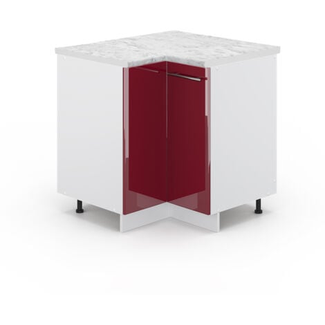 Mobile ad angolo cucina Fame-Line, Rosso bordeaux lucido, 80.5 cm , PL Marmo, Vicco