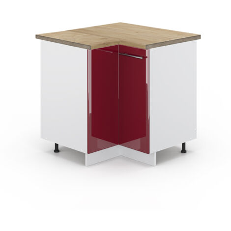 Mobile ad angolo cucina Fame-Line, Rosso bordeaux lucido, 80.5 cm , PL Rovere, Vicco