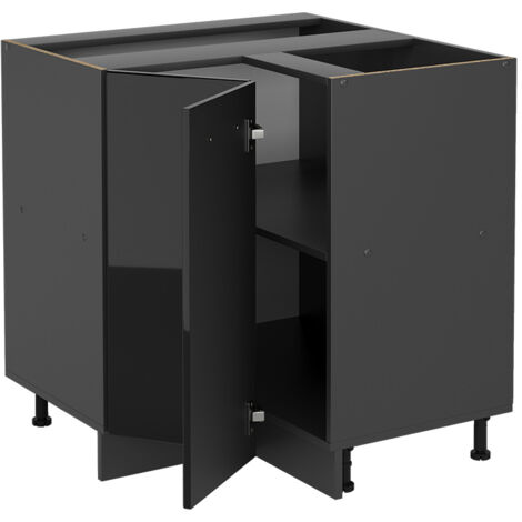 Mobile ad angolo cucina R-Line, Nero lucido, 75.6 cm senza piano di lavoro, Vicco