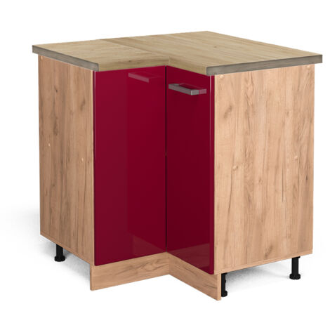 Mobile ad angolo cucina R-Line, Rosso bordeaux lucido, 75.6 cm , PL Rovere, Vicco