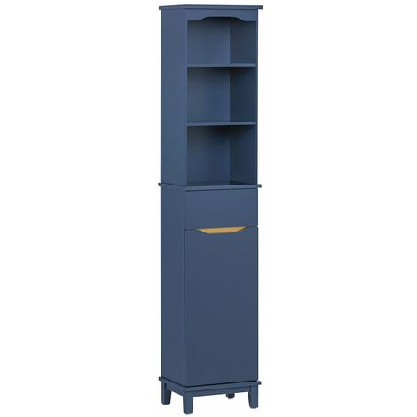 Mobile Alto Da Bagno Mobile Colonna Bagno Salvaspazio Armadio Da Terra Colore Blu 35x30x170 Cm BZR112-B SoBuy