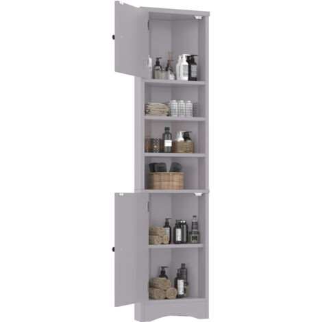 Mobile angolare bagno 37x24.5x170cm Resistente all umidita Rangement modulare ganizzazione facile, MDF, Grigio