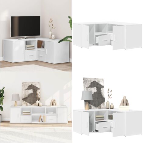 Mobile Angolare Bianco 160x40x45 cm in Truciolato - Mobile Angolare Bianco - Mobile Angolare in Legno