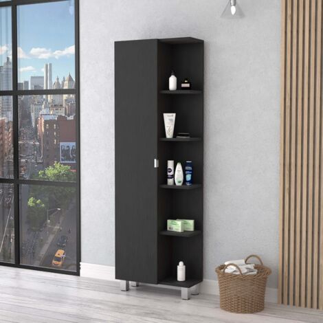 Mobile angolare da bagno Urano, 157,9 cm AL x 51,18 cm L x 21,46 cm P, nero