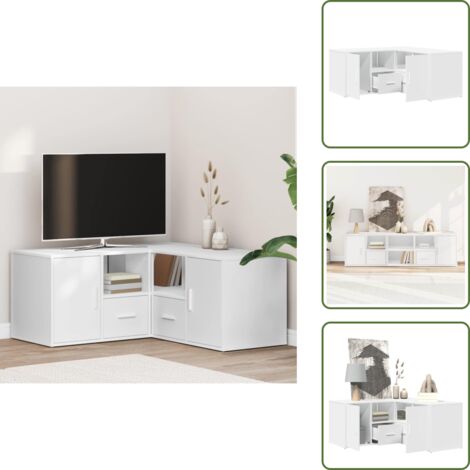 Mobile Angolare in Truciolato - vidaXL Mobile Angolare Bianco 160x40x45 cm in Truciolato - Mobile Angolare con Cassetti