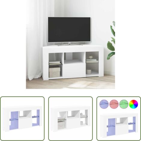 Mobile angolare -  Mobile TV LED Angolare Bianco 100 x 40 x 50 cm