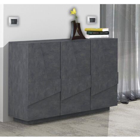 Mobile Ardesia con 3 Ante Credenza Moderna per Soggiorno 120 cm Basso
