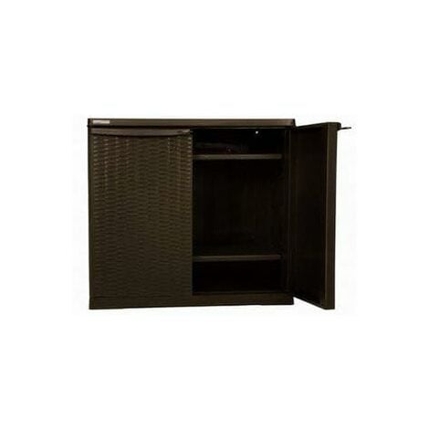 Mobile Armadio in resina da esterno effetto Rattan 65x45x180 colore wenge  Portascope 6224-26