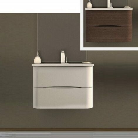 Mobile Lavabo Bagno 80 Cm.Mobile Arredo Bagno 80 Cm 2 Cassetti Lavabo Mineralmarmo Rovere Soft Arredi Ang02