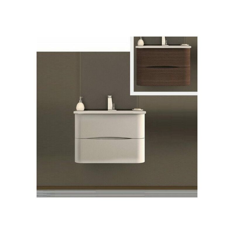 Lavabo In Ceramica O Mineralmarmo.Mobile Arredo Bagno 80 Cm 2 Cassetti Lavabo Mineralmarmo Rovere Soft Arredi Ang02