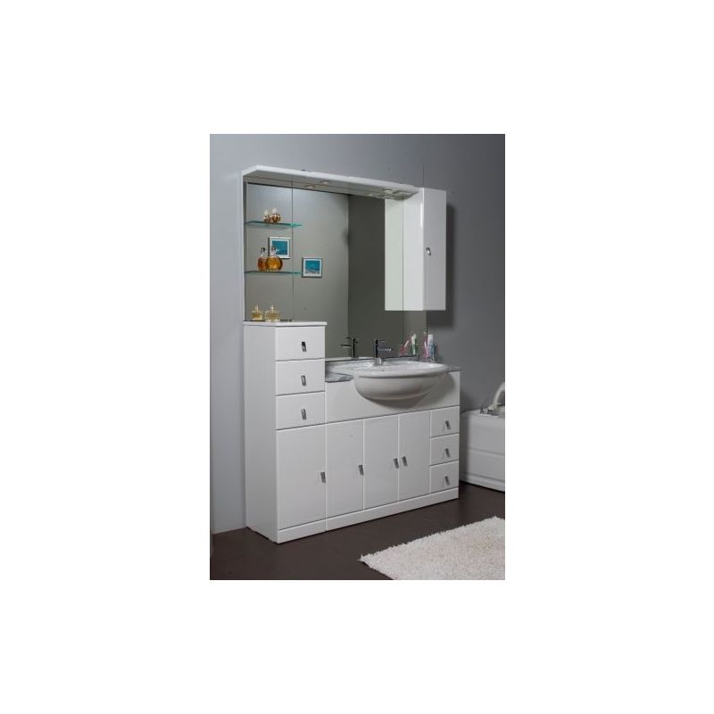 Mobile Bagno Con Lavabo Semincasso.Mobile Arredo Bagno Cm 70 30 Con Lavabo Lavandino Semincasso Bianco Lucido Con Top In Marmo Specchio E Tettino Mobili 1 Cla19