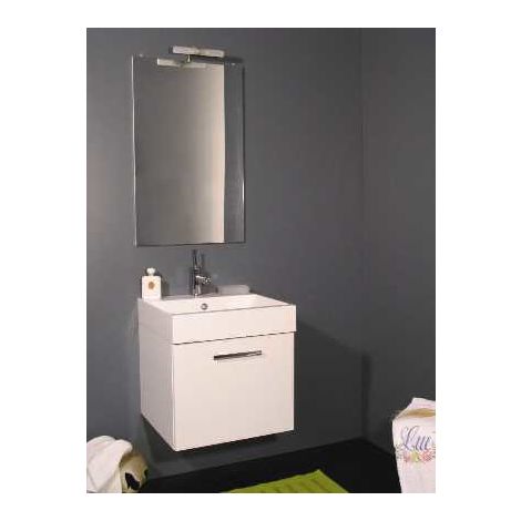 Arredo Bagno Moderno Bianco.Mobile Arredo Bagno Da 44 Cm Sospeso Un Anta Lavabo Ceramica Con Specchio Moderno Mobili Arredi 1 Bianco Quad01