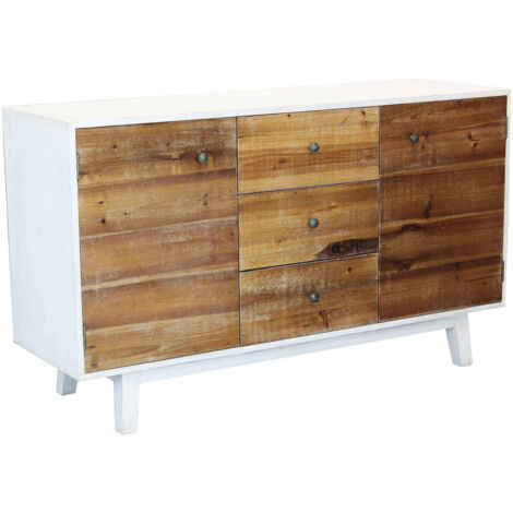 MOBILE AUSTEN BIANCO CON ANTE IN LEGNO NATURALE 142 X 45 X H83 CM