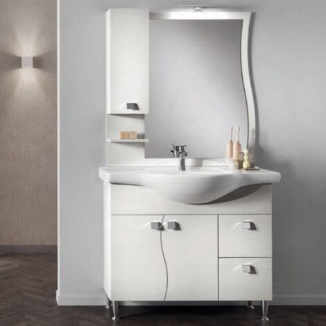 Mobile bagno 105 cm - Bianco nordico - Melaminico - Onda