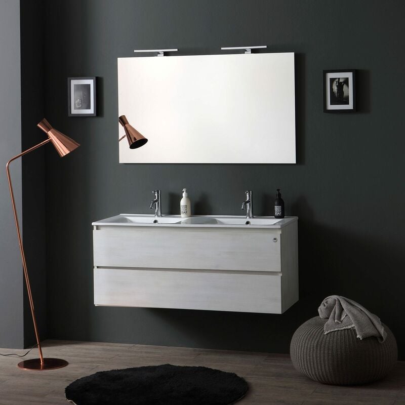 Mobile Bagno Sospeso Doppio Lavabo.Mobile Bagno 120 Cm Con 2 Cassetti Promenade Doppio Lavabo Luce A Led Berlin 02010041100007