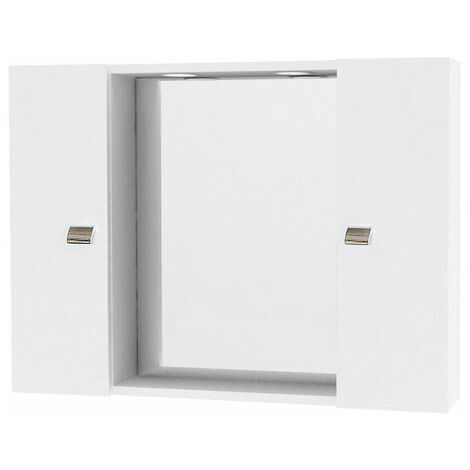 Mobile bagno 2 ante bianche con specchio e illuminazione