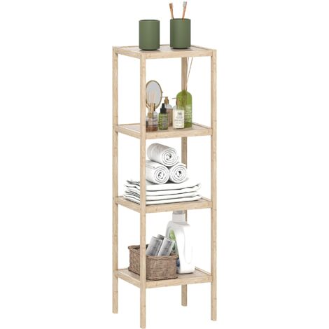 Mobile Bagno 4 Ripiani 33x31x110 cm in Bambù