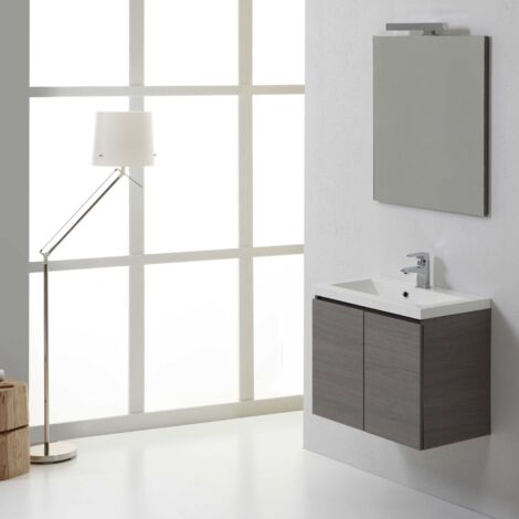 Mobile Bagno 60 Cm Con Due Ante Grigio Sospeso Manhattan