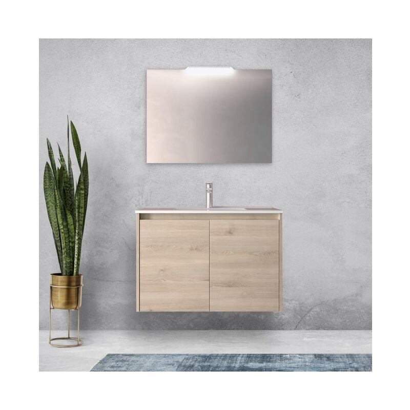 

Mueble de baño suspendido 80 cm de madera Marrón Caledonia con dos puertas | Standard