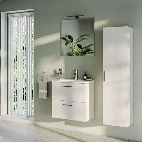 Mobile bagno 80 cm Vitra bianco con specchio e lampada Led