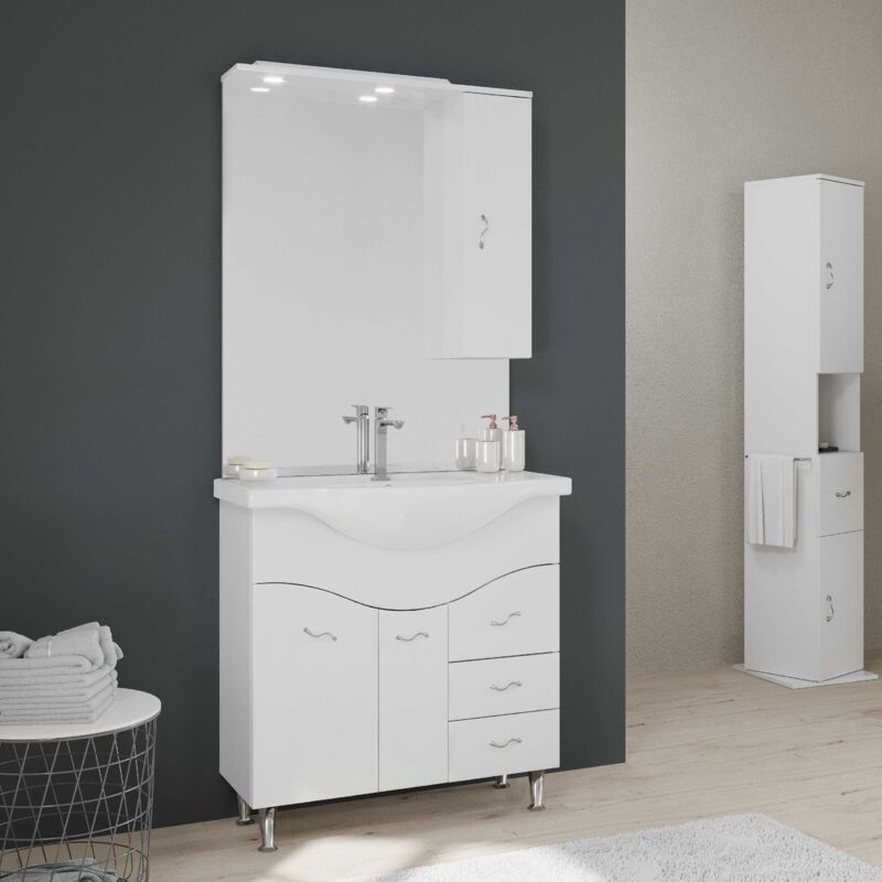 Kiamami Valentina Mobile Bagno 85cm A Terra Con Lavabo Specchio E P...
