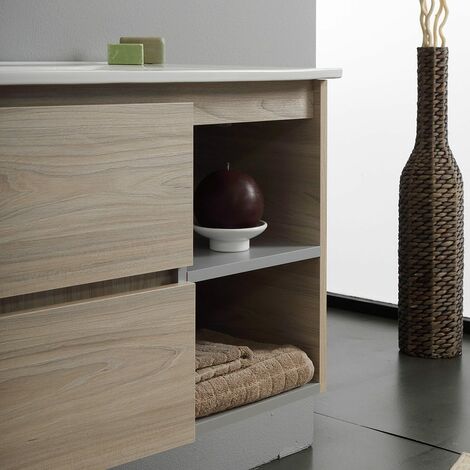 SPECCHIO E LUCE LED 120 CM OLMO LEONE MOBILE BAGNO DOPPIO LAVABO CON 2 CASSETTI