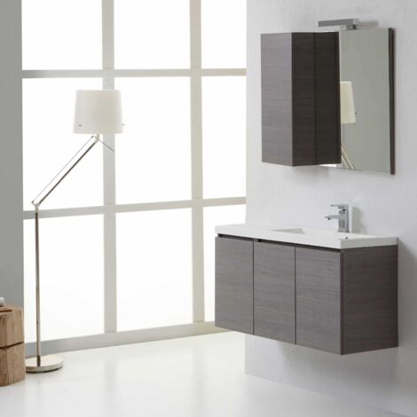 Mobile Bagno 90 Cm Destro Con Ante, Specchio E Pensile  Manhattan