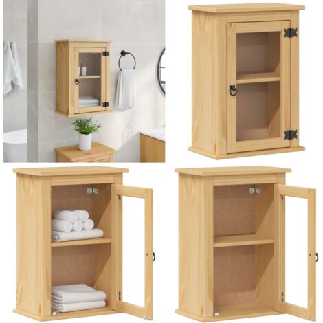 Mobile Bagno a Parete Corona 45x27x64,5cm Legno Massello Pino - Mobile a parete - Armadio da bagno