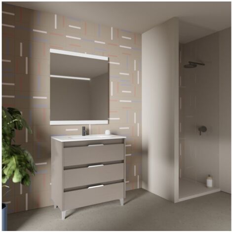 Mobile bagno a terra 100 cm fumè sabbiato con lavabo - Bristol - Fumé 100 cm Standard