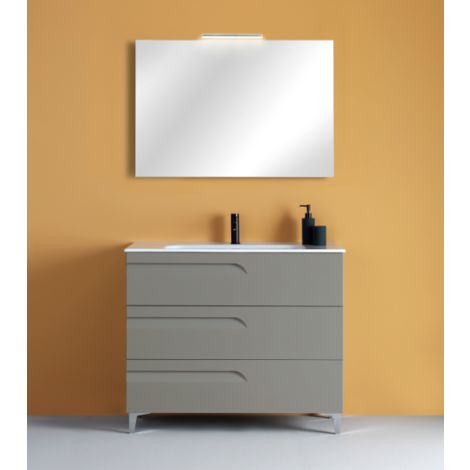 Mobile Lavabo Bagno A Terra.Mobile Bagno A Terra 100 Cm In Legno Fume Opaco Con Lavabo In Ceramica Standard Roc0072845