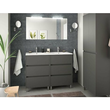 Mobile bagno terra 60 cm bianco lavabo specchio