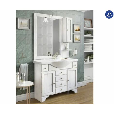 MOBILE BAGNO A TERRA CON SPECCHIERA E LAVABO INTEGRALE MODELLO GIOIA 105CM COMPOSIZIONE COMPLETA SAVINI DUE
