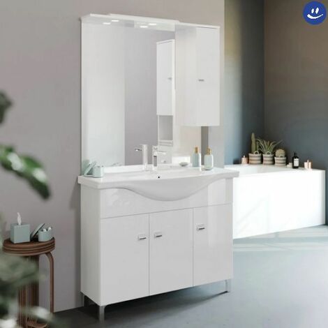 Kiamami Valentina Composizione bagno a terra da 65cm grigio quercia con  lavabo e specchio Rimini : : Casa e cucina