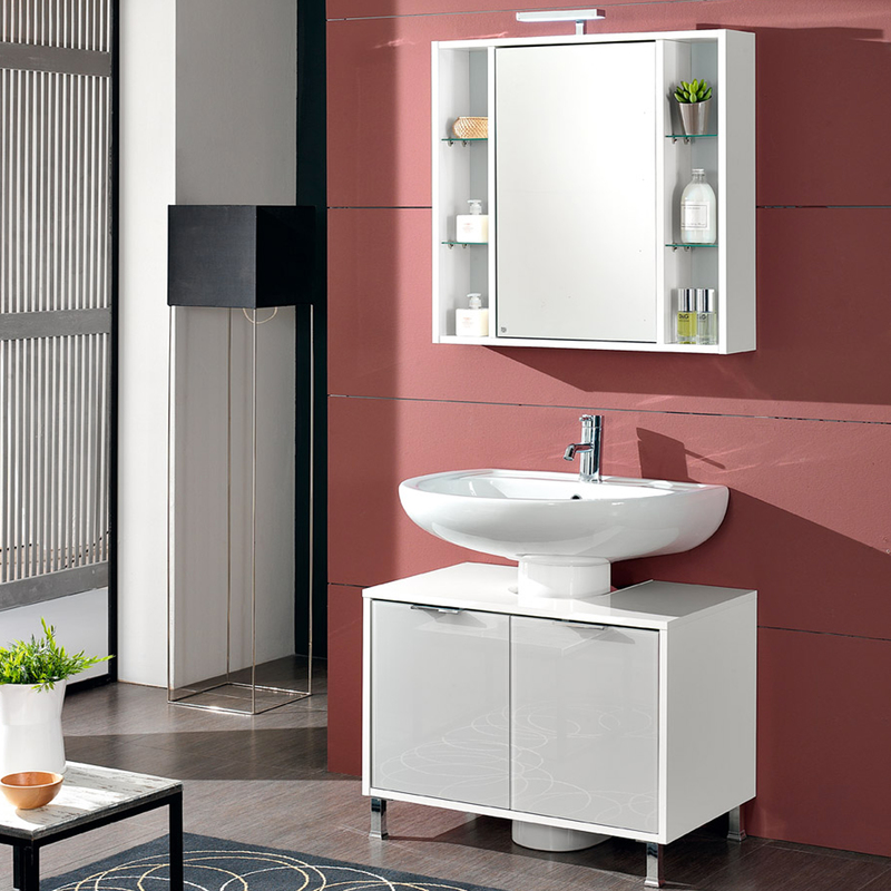 Copricolonna Bagno Mondo Convenienza.Mobile Bagno A Terra Lucky07 Cm 74x195x46 Laccato Lucido Bianco