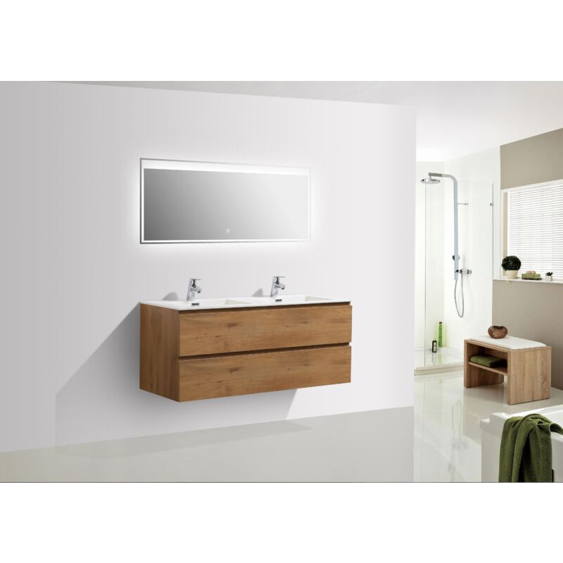 Mobile bagno Alice 1200 rovere brillante - Specchio opzionale Specchio a luce led 2137, opaco