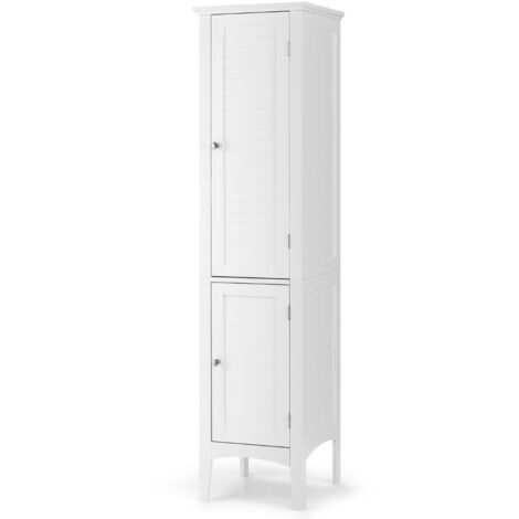 Mobile bagno alto con 2 ante 5 vani, Colonna bagno da terra salvaspazio 37x37x160cm Bianco