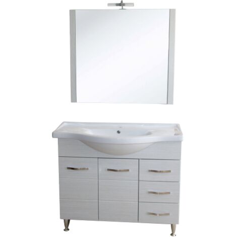 Mobile bagno antonella lavabo e specchio base 100x35x87h specchio 90x80h bianco