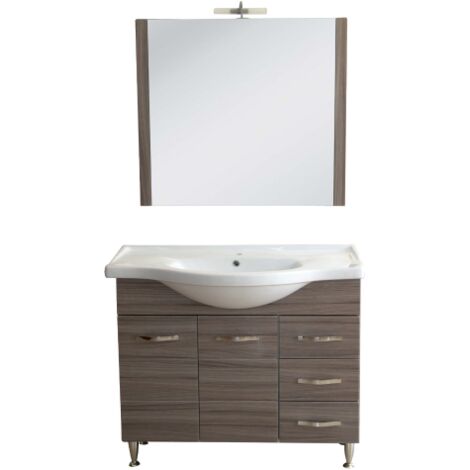 Mobile bagno Antonella palissandro lavabo ceramica base cm100x35x87h specchio 90x80cm