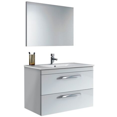 MOBILE BAGNO ARUBA LACCATO BIANCO CM.80X45X57H CON SPECCHIO (LAVABO NON INCLUSO)