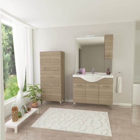 Savini Mobili Da Bagno.Mobile Bagno Base Rovere Fumo 3 Ante Con Lavabo Da 105 Cm Savini 4215