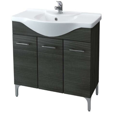 Mobile Base Lavabo Bagno.Mobile Bagno Base Rovere Scuro 3 Ante Con Lavabo Da 85 Cm Savini 4310