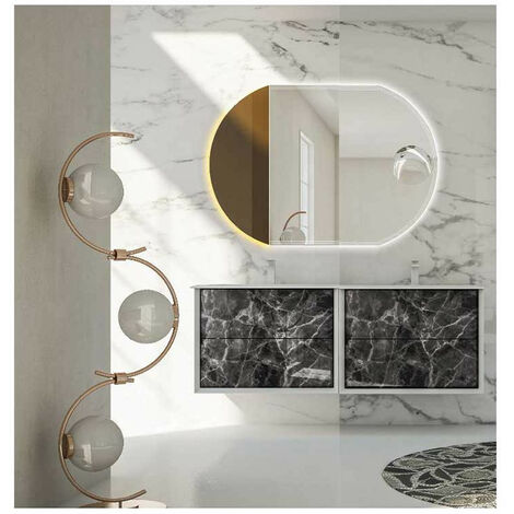 Mobile Bagno Bellagio140 cm SospesoBlack stone Base 4 cassetti - Lavabo doppia vasca in Resina