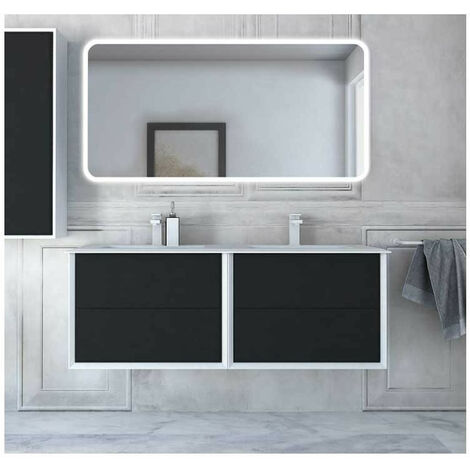 Mobile Bagno Bellagio140 cm SospesoGrafite Base 4 cassetti - Lavabo doppia vasca in Resina