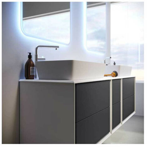 Mobile Bagno Bellagio70 cm SospesoGrafite Base 2 cassetti - Lavabo in Resina